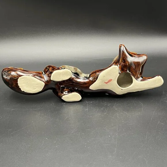 Vintage Art Pottery Fox Figurine Brown Drip Glaze Handcrafted Ceramic Sculpture - Picture 10 of 12